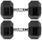 Fitvids Rubber Encased Hex Dumbbell, 40Lb, Pair
