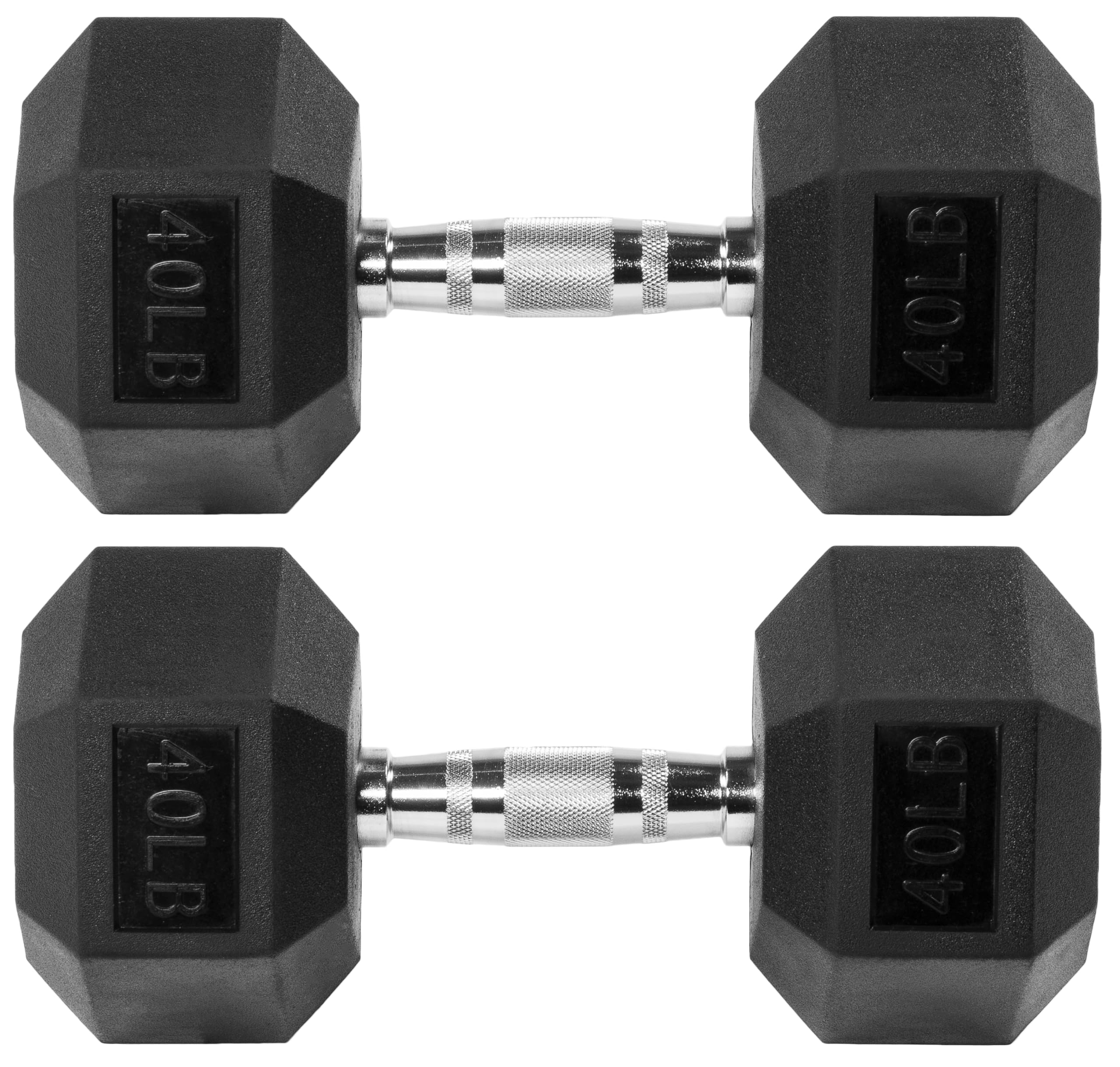 Fitvids Rubber Encased Hex Dumbbell, 40Lb, Pair