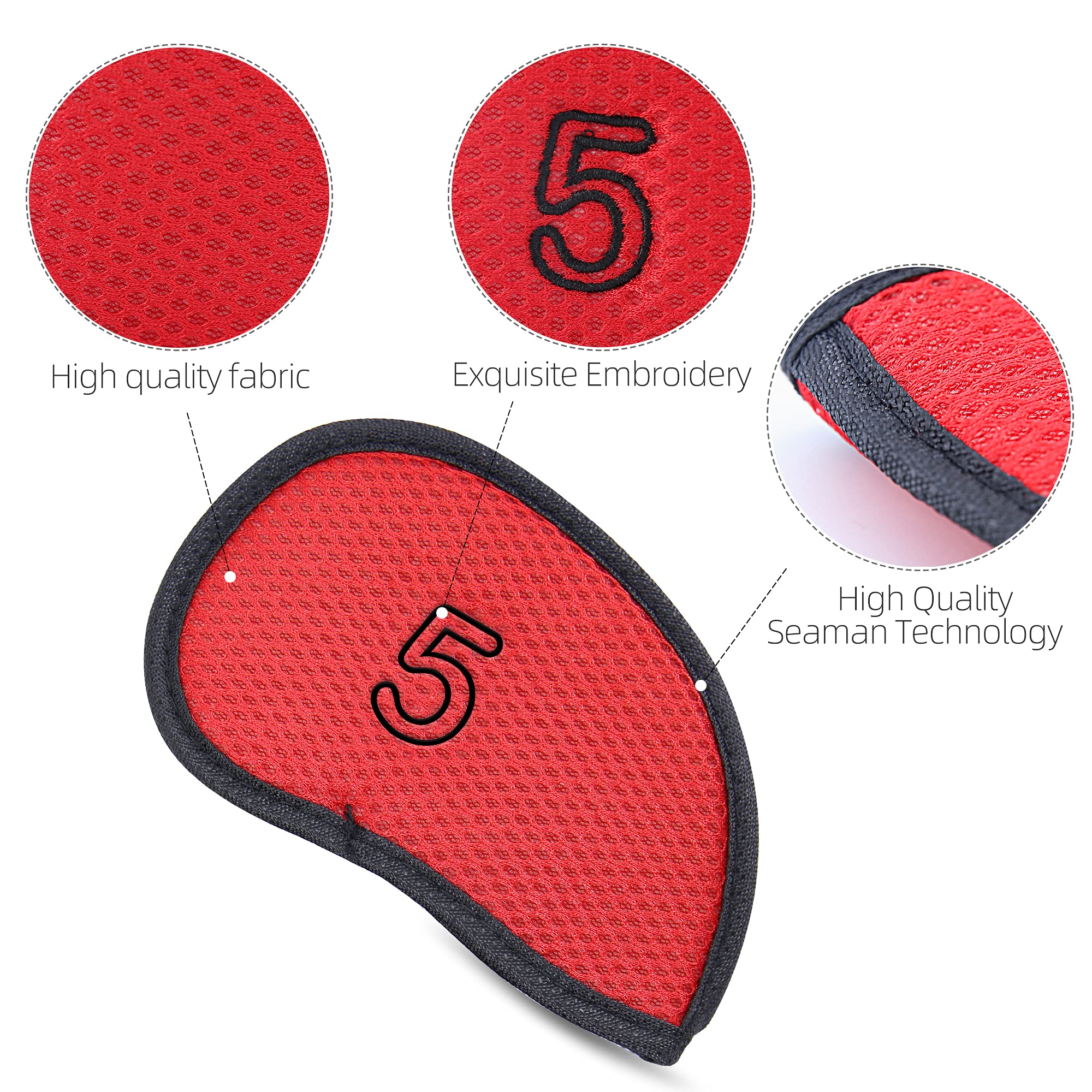 Golf Irons Club Head Covers, Golf 10Pcs Set Thick Pu Leather Waterproof Head Covers With Number Tag 3-9/A/P/S Fit Most Irons Clu