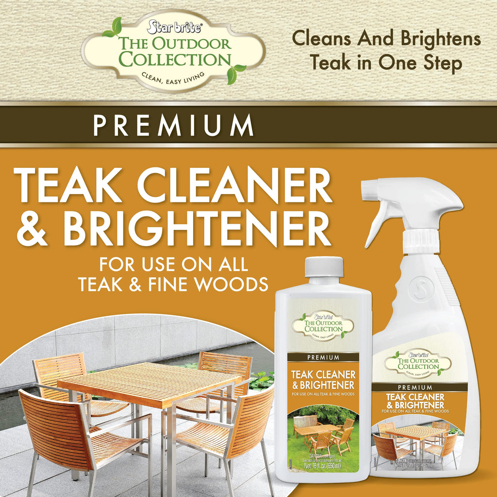 Star Brite Outdoor Collection Teak Cleaner & Brightener - One-Step Teak Restoration, Renew Weathered, Gray Teak For Refinishing