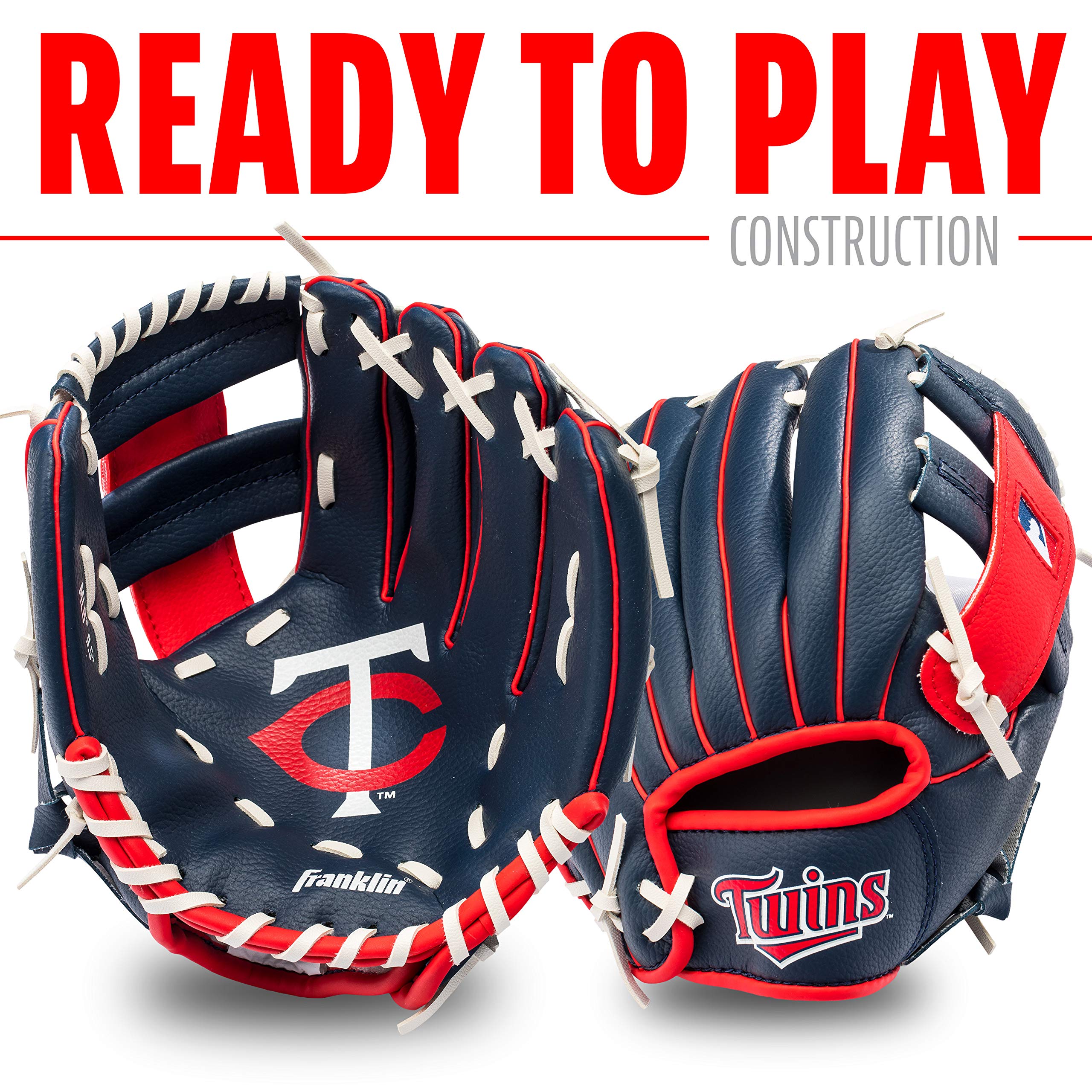 Franklin Sports Mlb Youth Teeball Glove And Ball Set - Kids Minnesota Twins Baseball And Teeball Glove And Ball - Perfect First