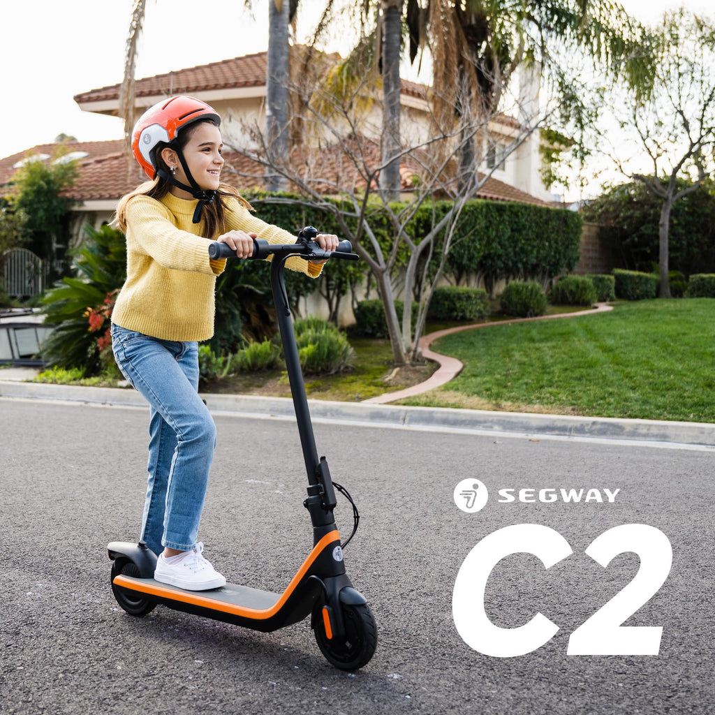 Segway Ninebot eKickScooter C2 w/6.8 mi Max Operating Range & 9.9 mph Max Speed, Kids Electric Scooter for Teens Ages 6-12, Incl