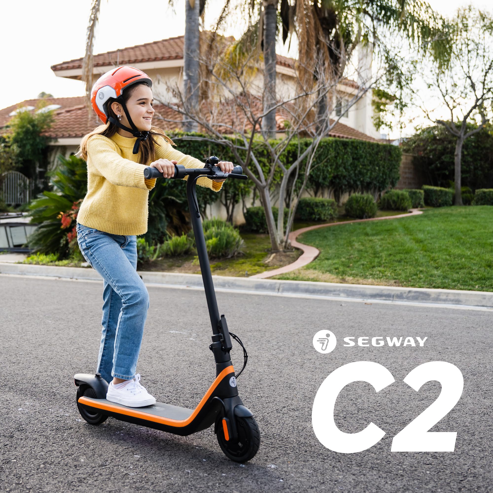 Segway Ninebot eKickScooter C2 w/6.8 mi Max Operating Range & 9.9 mph Max Speed, Kids Electric Scooter for Teens Ages 6-12, Incl