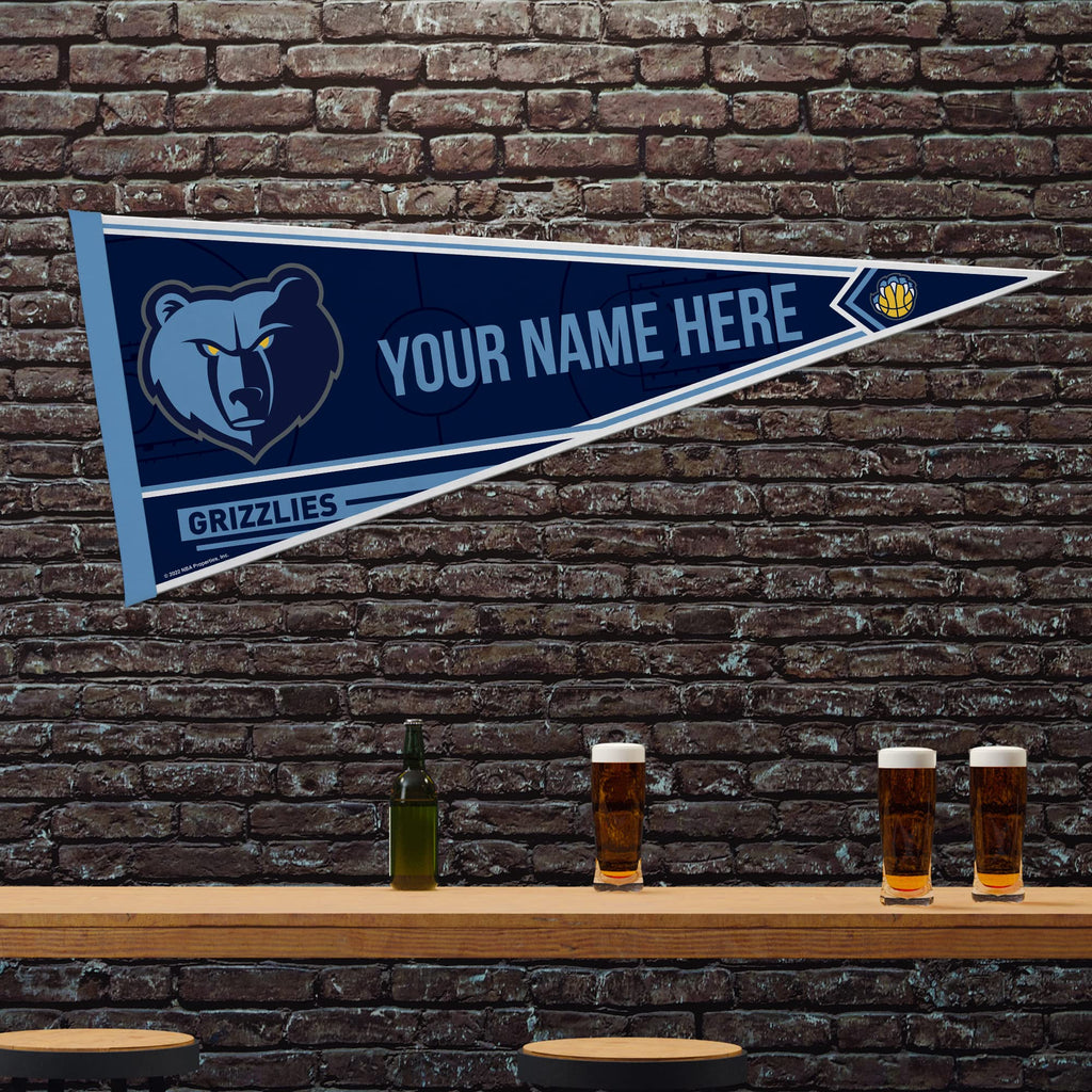 Rico Industries Nba Basketball Memphis Grizzlies Personalized - Custom 12'' X 30'' Soft Felt Pennant - Ez To Hang