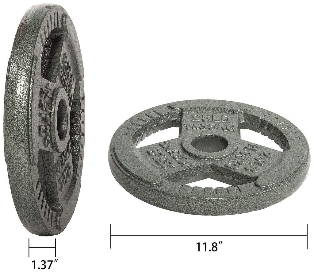 Fitvids Cast Iron Plate Weight Plate For Strength Training And Weightlifting, 2-Inch Center, 25Lb (Set Of 2)