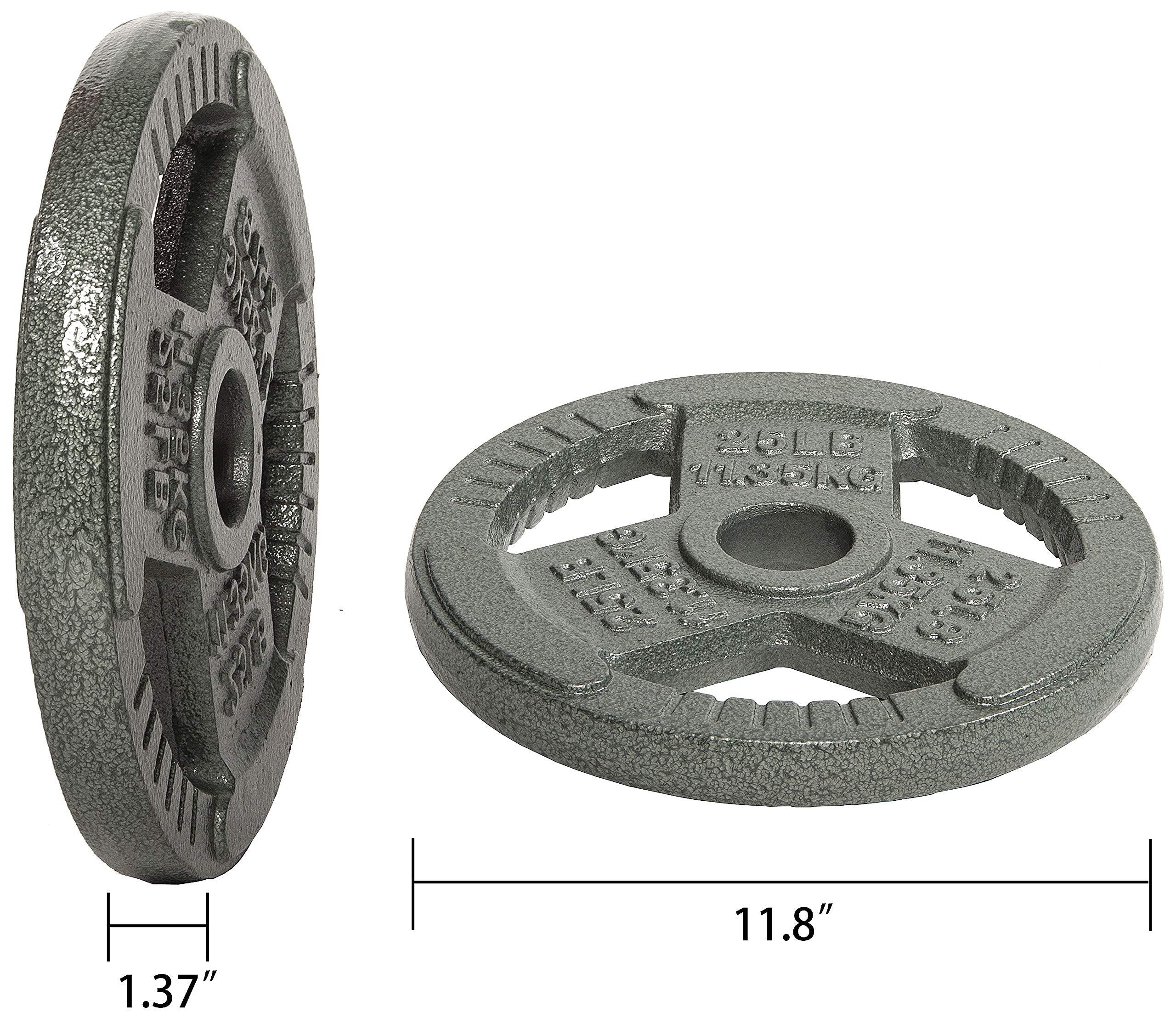 Balancefrom Olympic 2-Inch Cast Iron Plate Weight Plate For Strength Training And Weightlifting, 25-Pound, Single