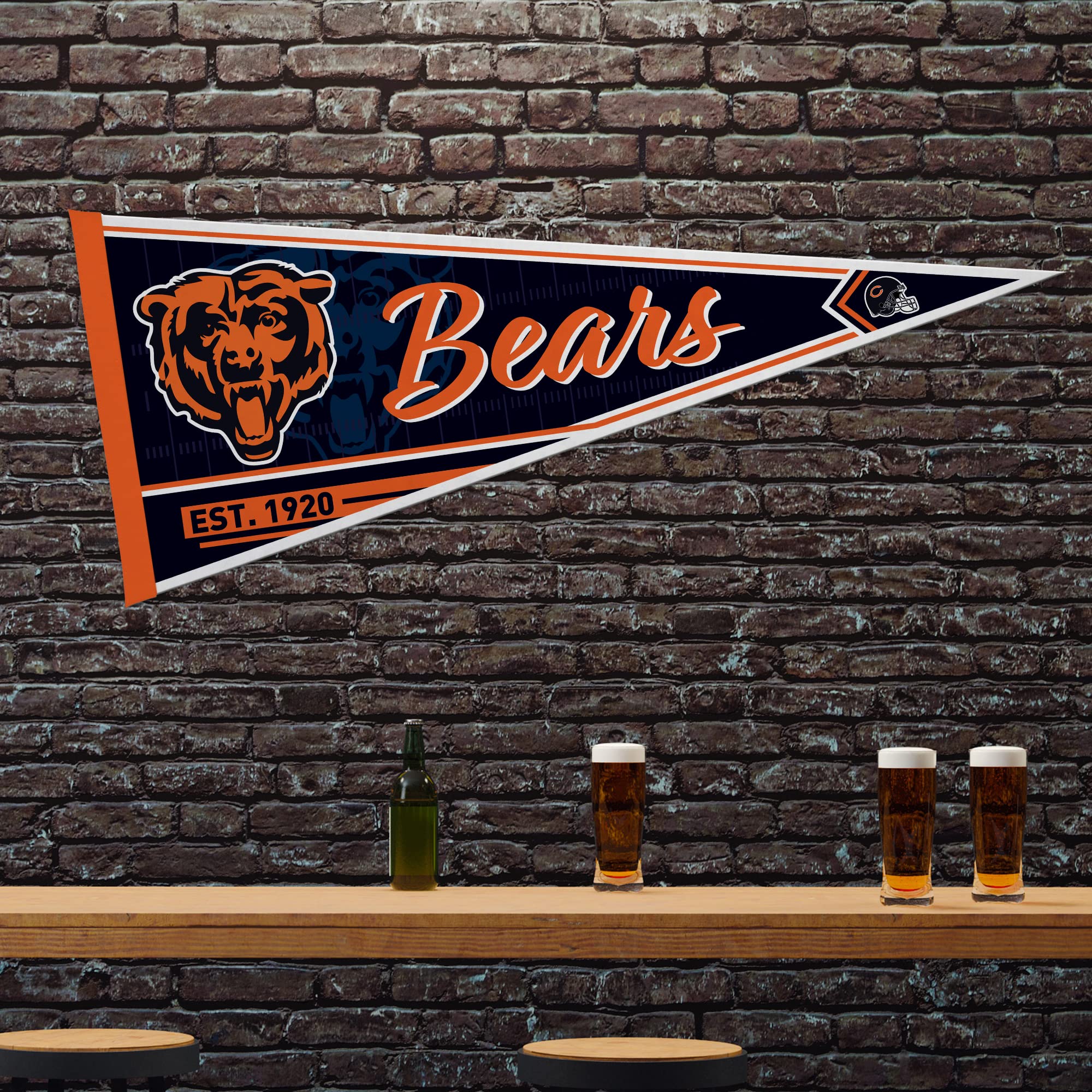 Rico Industries Nfl Football Chicago Bears Classic 12'' X 30'' Felt Wall D  Cor Pennant - Great For Home/Bed Room/Man Cave D  Co