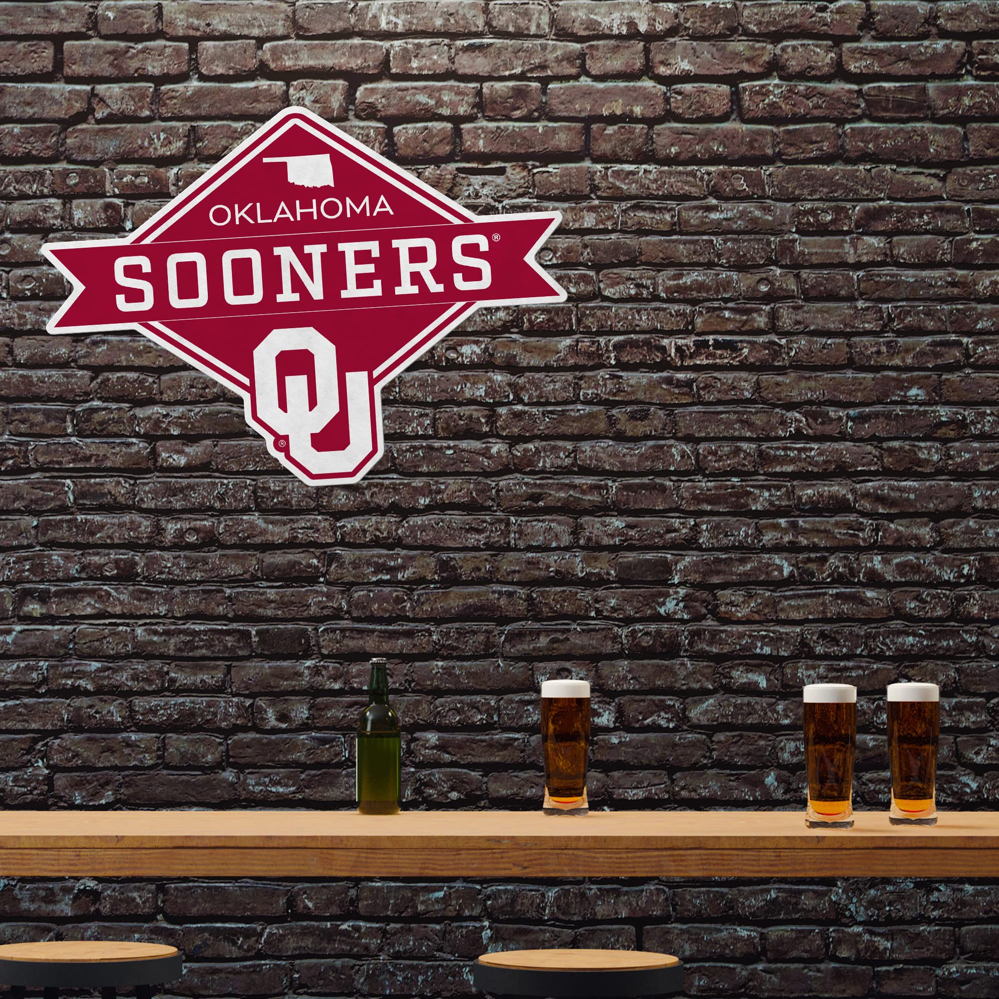 Rico Industries Ncaa Oklahoma Sooners Diamond Shape Cut Pennant - Home And Living Room D  Cor - Soft Felt Ez To Hang