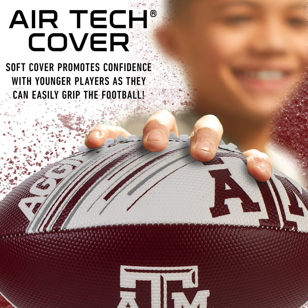 Franklin Sports Texas A&M Aggies Foam Football - Youth Mini Football For Kids - 8.5'' Junior Soft Foam Ball - Spacelace Easy Gri