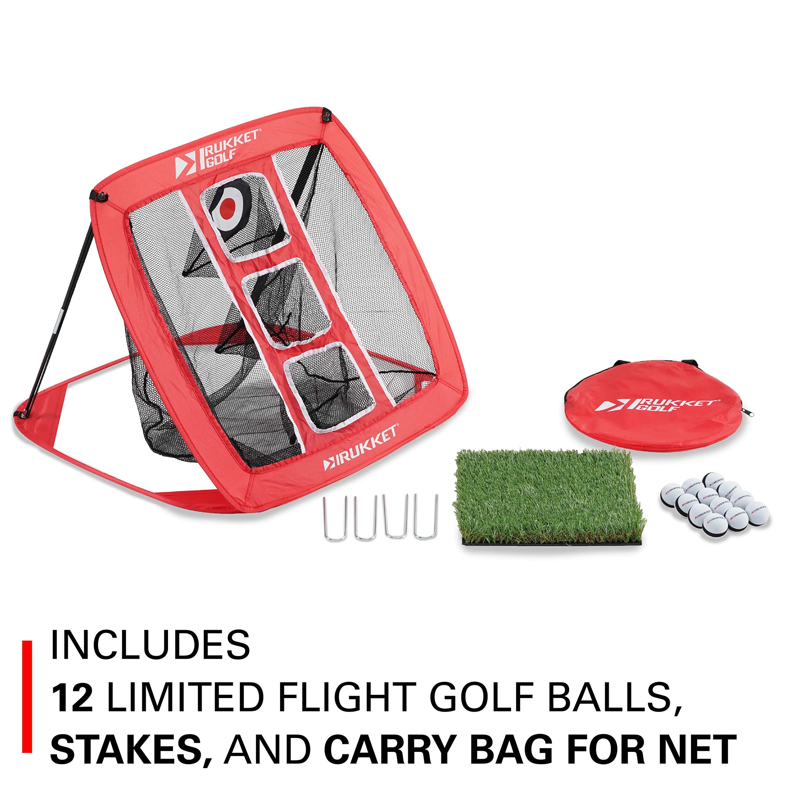 Rukket Pop Up Golf Chipping Net  Outdoor/Indoor Golfing Target Accessories And Backyard Practice Swing Game With 12 Foam Trainin