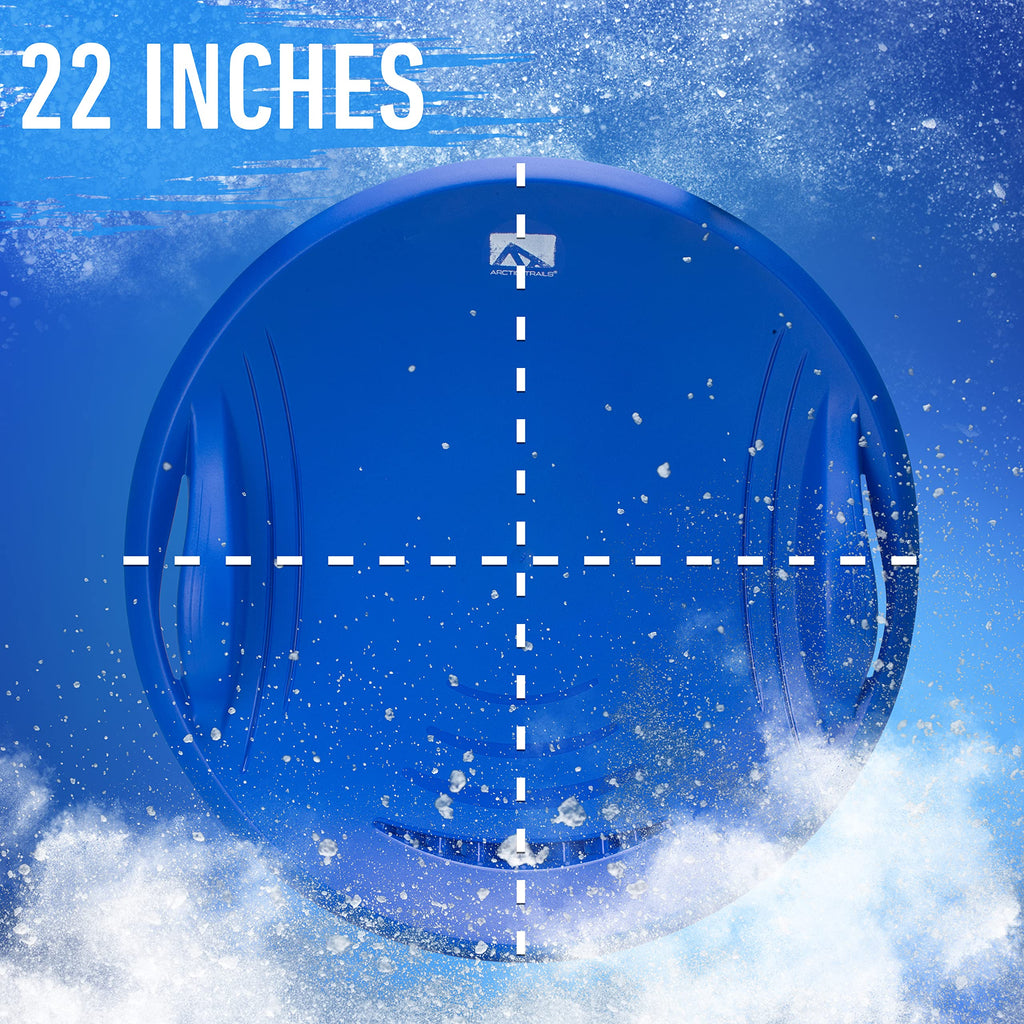 Franklin Sports Kids Saucer Sled - Arctic Trails Round Plastic Snow Sled For Kids - Single Rider 1 Person - Heavy Duty Plastic S