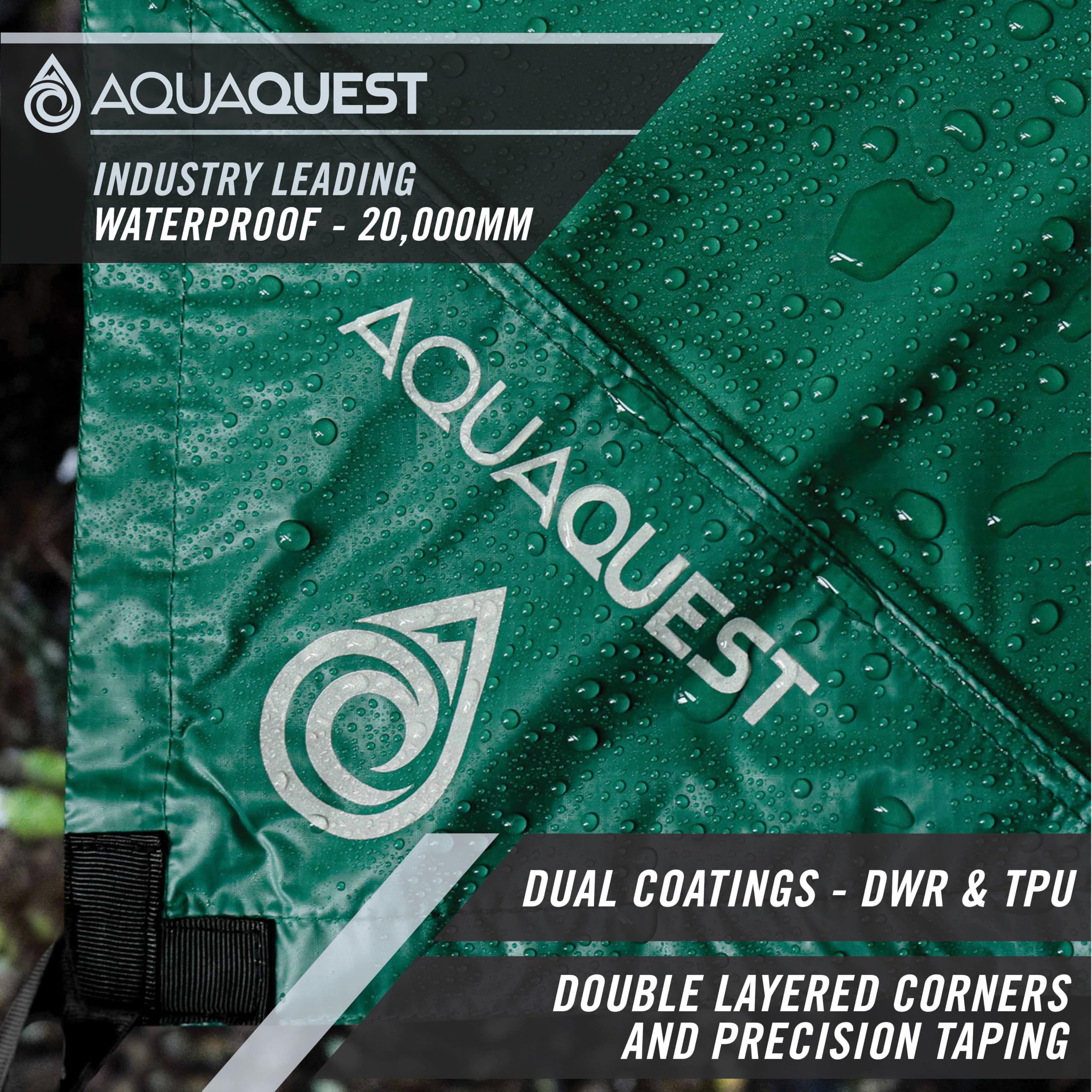 Aquaquest Defender Tarp - Heavy-Duty Waterproof (20,000 Mm) Seam-Taped Rain Fly For Camping, Bushcraft & Survival - 13  10 Fores