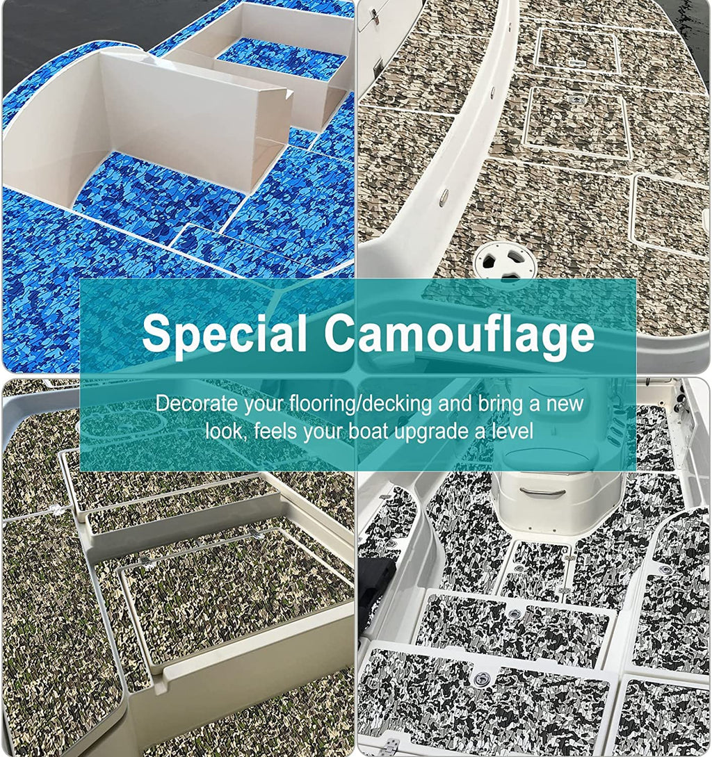 Hjdeck Boat Flooring Eva Foam Boat Decking Self Adhesive Camo Non Slip Deck Grip Pad Marine Carpet For Yacht, Kayak Decking, Sur