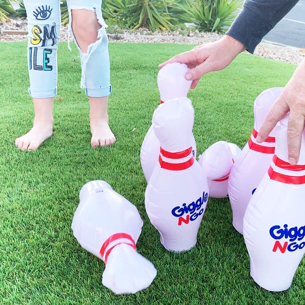 Giggle N Go Toddler Mini Bowling Set - Toddler Games Like Our Inflatable Bowling Game Are A Safe Option As Toddler Toys For Boys