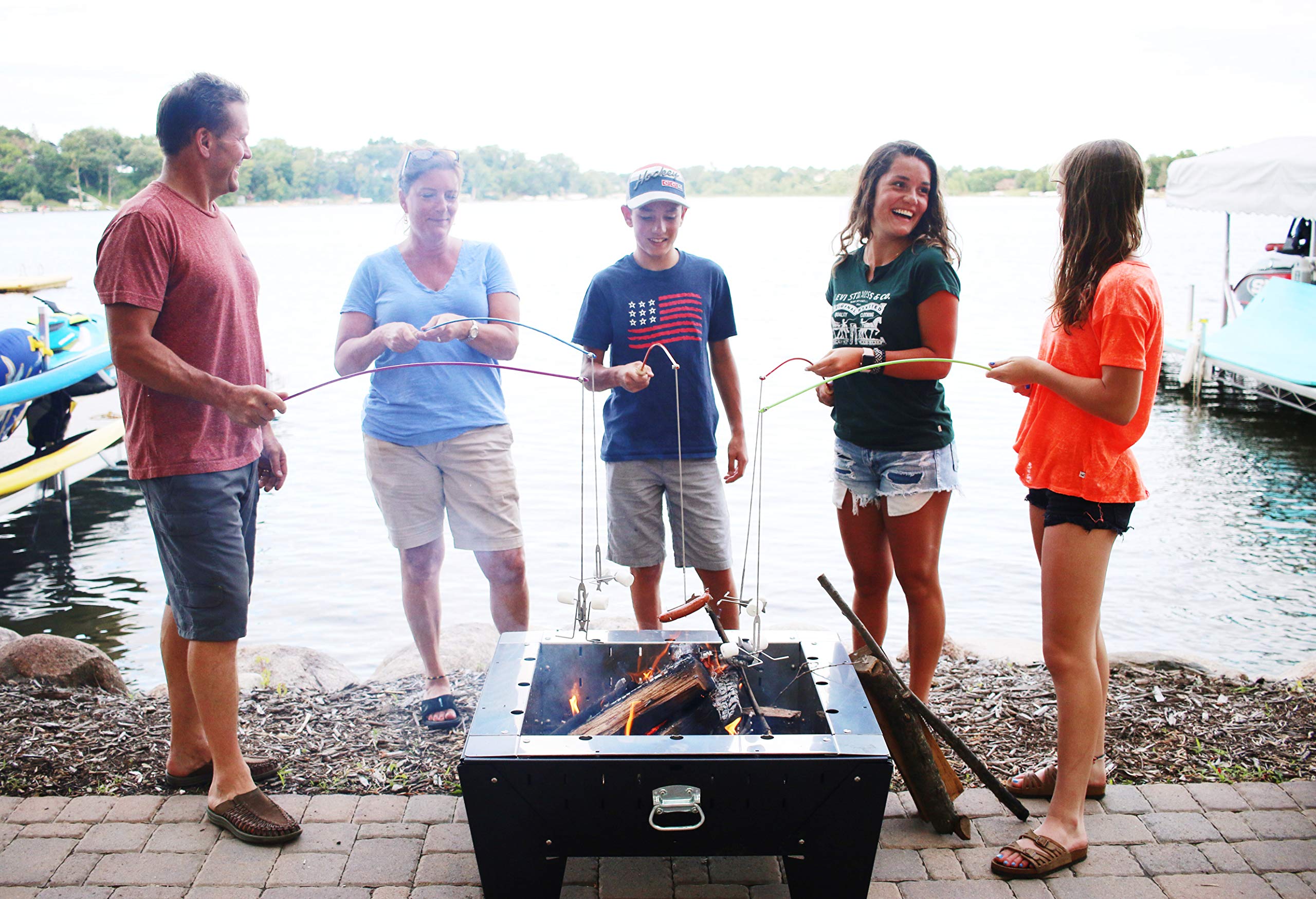 Firebuggz Family Fun Pak Marshmallow And Weiner Roasting Sticks. Set Includes 2-Fire Fishing Poles, 2-Crank Eez Campfire Roaster