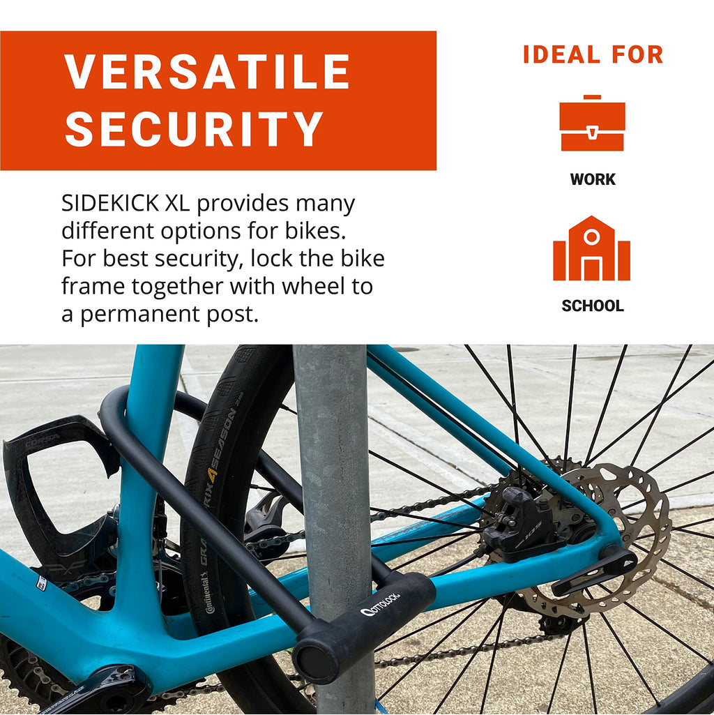Ottolock Sidekick Xl Full-Size U-Lock | Lightweight Silicone-Coated Bike Lock, Black