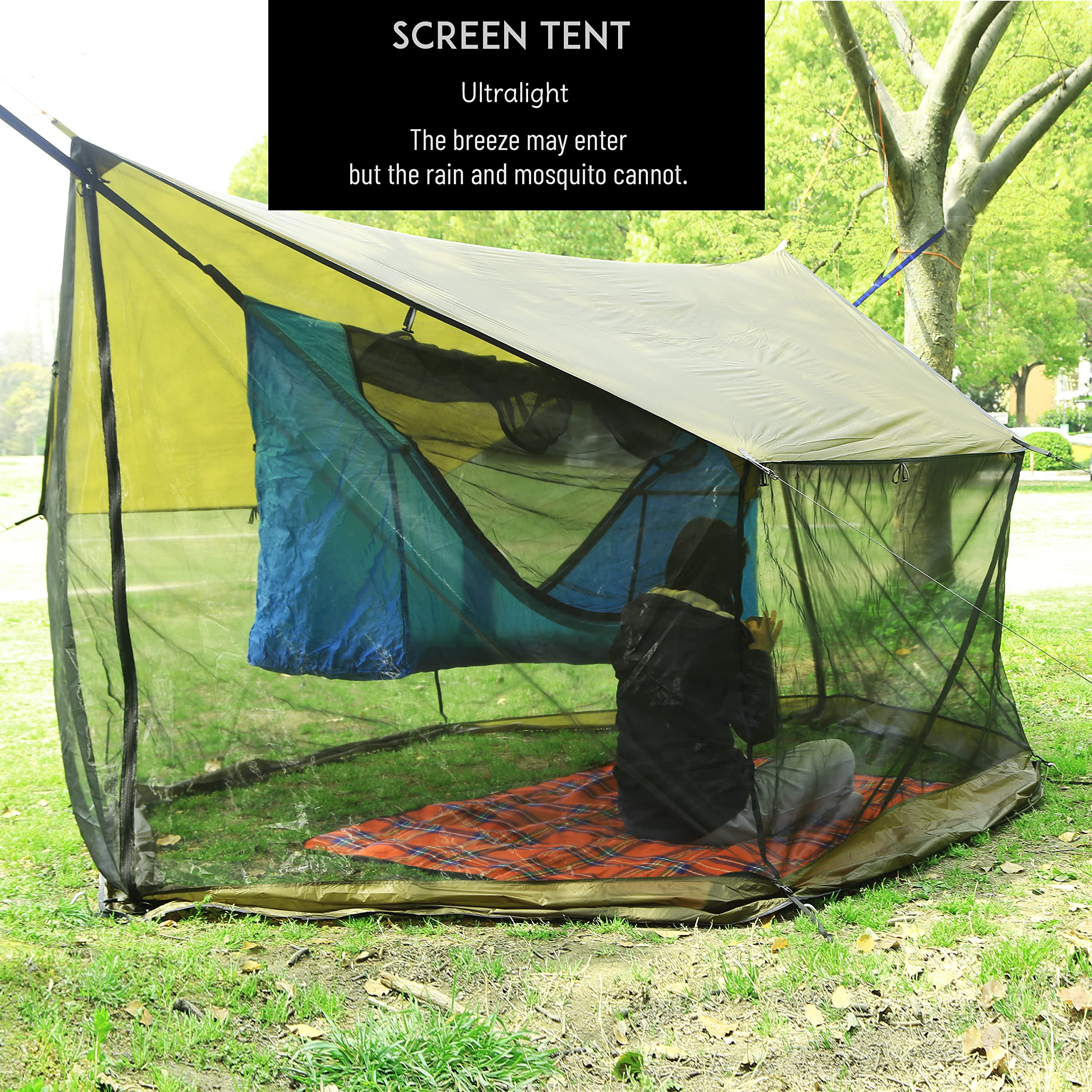 Lightweight No Bug Screen House For Hammock, Canoe Picnics Backyards Backpacking Camping Beach In Summer (Ultralight)