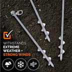 Ground Anchors Screw In - 12 Inch Set Of 4 - Tent Stakes Heavy Duty - Trampoline Anchor Kit - Earth Anchor - Swing Set Anchors F