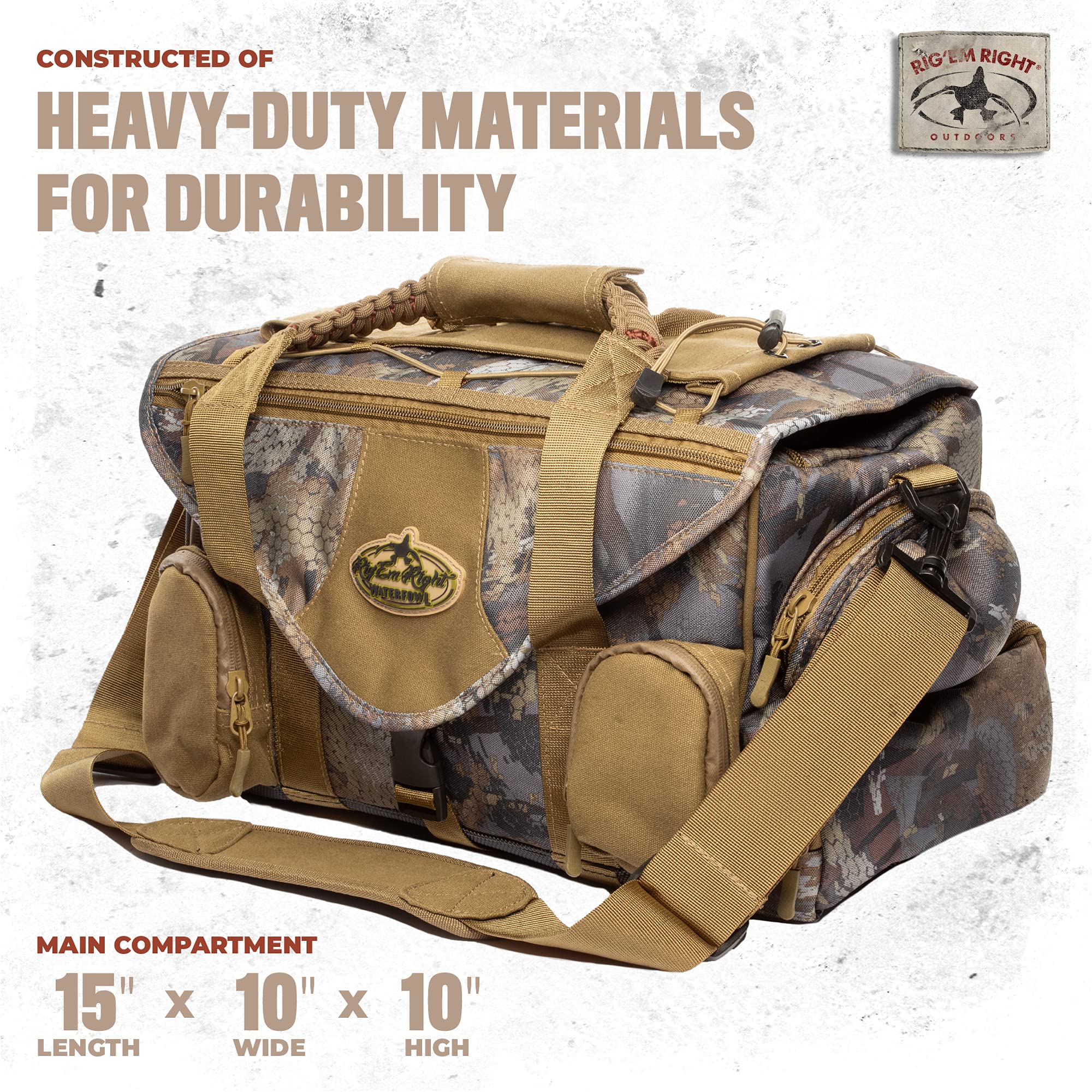 Rig'Em Right Waterfowl Shell Shocker Xlt Duck Hunting Blind Bag With Molded Ammo Compartments, Sunglasses Case, Drink Holder And
