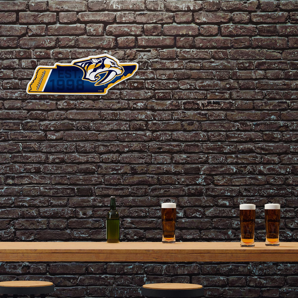 Rico Industries Nhl Nashville Predators State Shape Shape Cut Pennant - Home And Living Room D  Cor - Soft Felt Ez To Hang