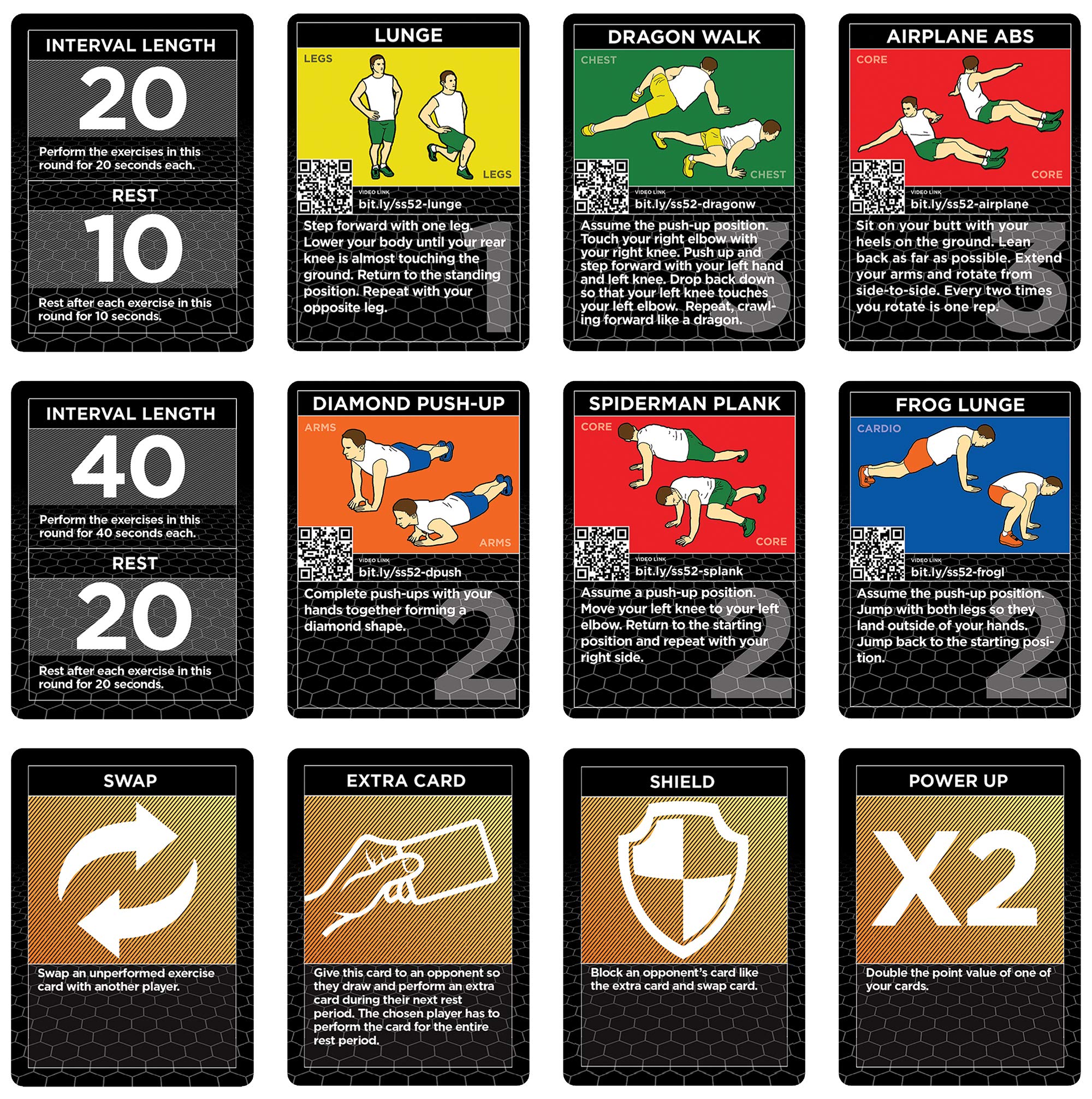 Stack 52 Hiit Interval Workout Game. Designed By Military Fitness Expert. Video Instructions Included. Bodyweight Exercises, No