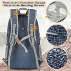 ZOMAKE Lightweight Packable Backpack 30L, Foldable Hiking Backpacks Water Resistant Compact Folding Daypack for Travel(Plaid Roy
