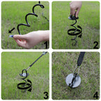 Abccanopy 10'' Spiral Ground Anchor With Dog Tie Out For Anchor Swings Set Down, Tent (Black)
