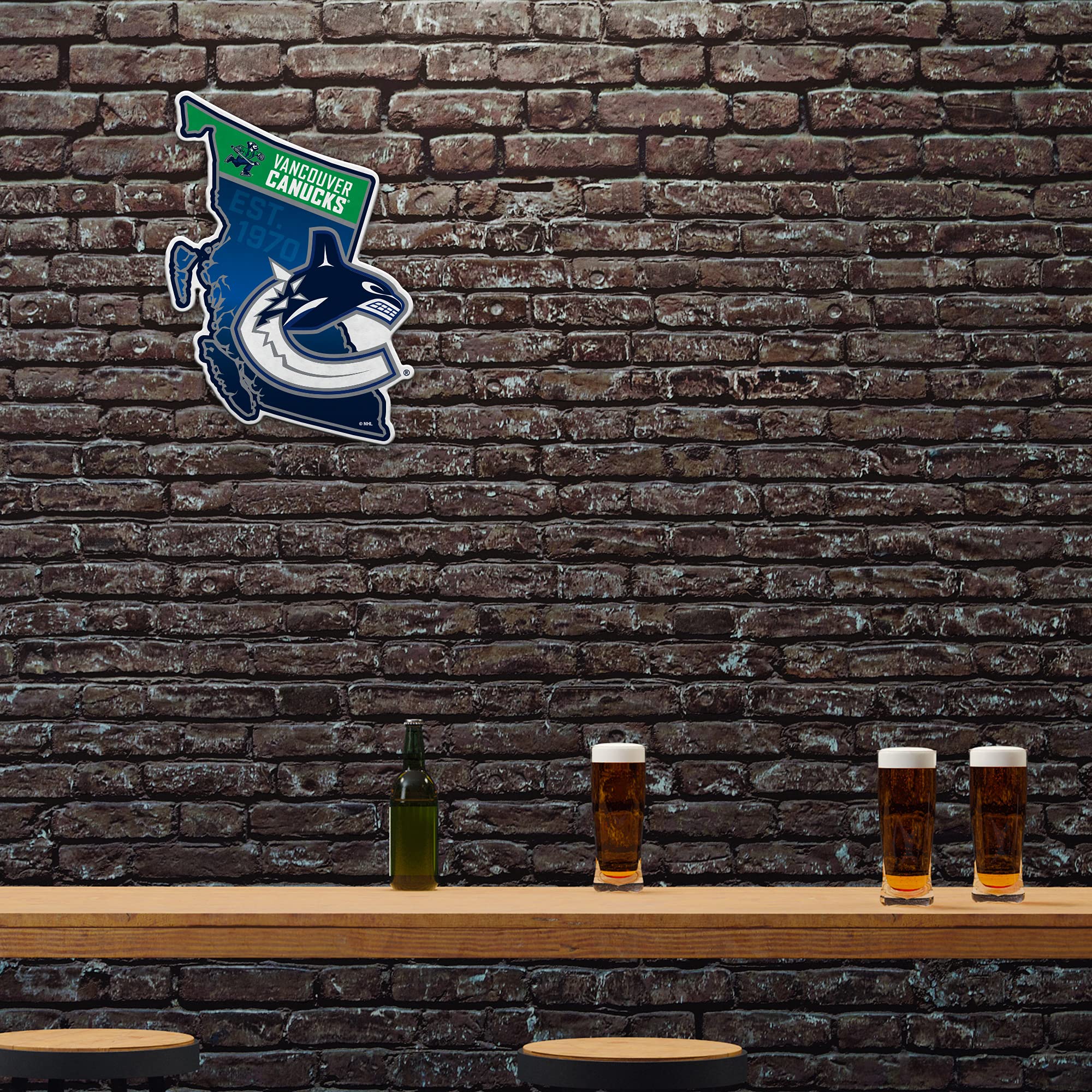 Rico Industries Nhl Vancouver Canucks State Shape Shape Cut Pennant - Home And Living Room D  Cor - Soft Felt Ez To Hang