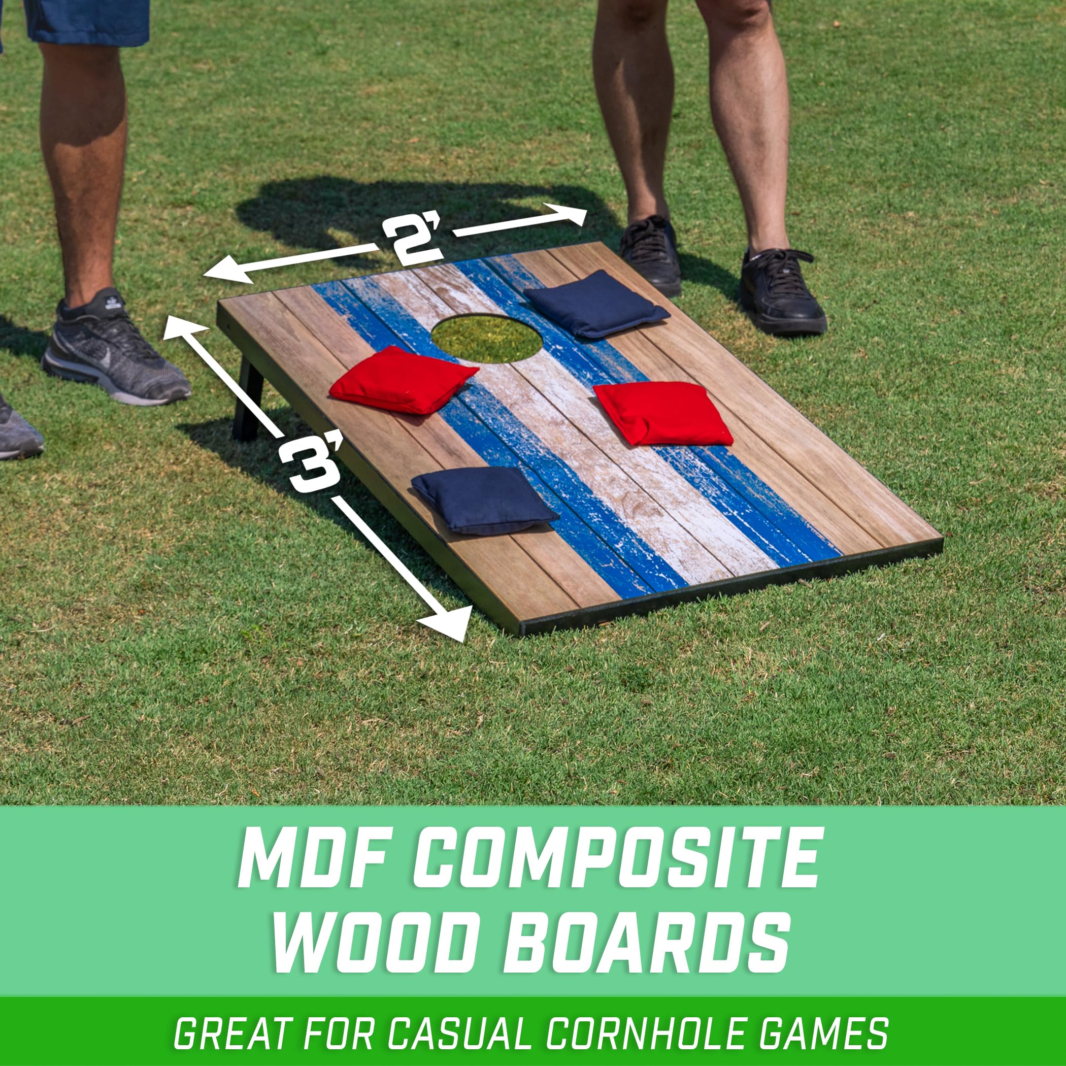 Gosports 3 X 2 Ft Barnwood Design Cornhole Game Set - Includes Two 3 X 2 Ft Boards, 8 Bean Bags, And Carry Case