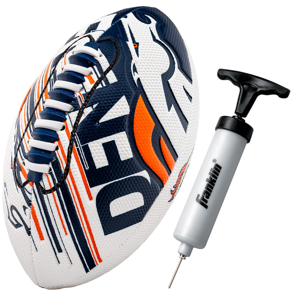 Franklin Sports Nfl Denver Broncos Football - Youth Mini Football - 8.5'' Junior Size Ball - Spacelace Easy Grip Texture- Perfec