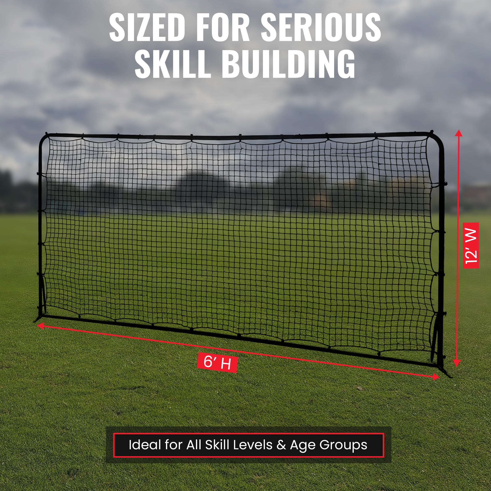Trigon Sports Soccer Rebounder Net, 6 x 12 Bounce Back Net Soccer Goals for Backyard, Easy Setup, Kick Back Trainer for Passing,