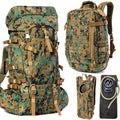 MT Military Army Large Rucksack with Detacheable Assault Backpack Hydration Pack Shoulder Straps and Waist Belt Metal Frame
