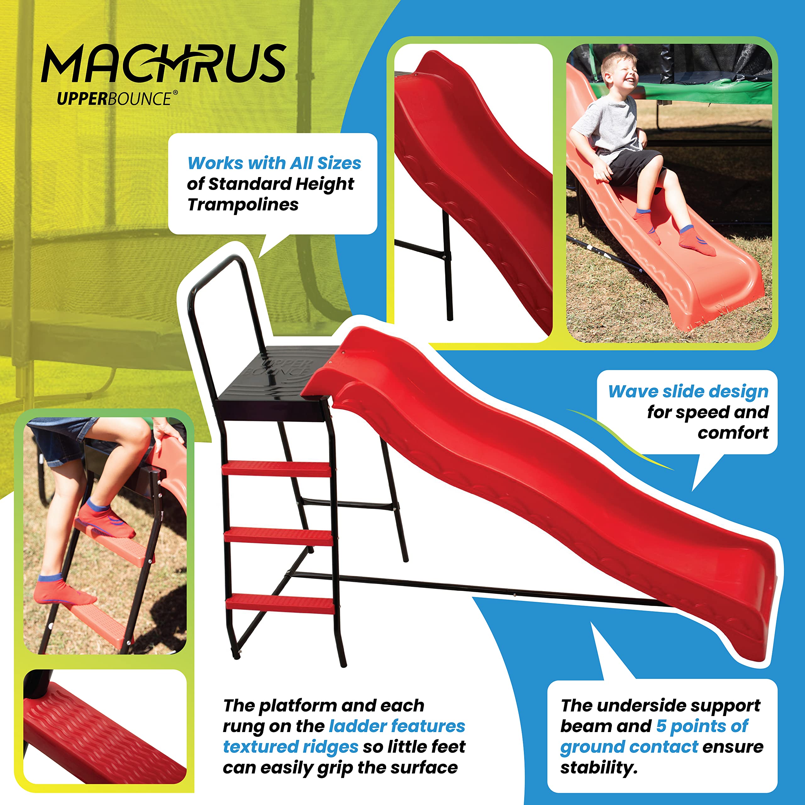 Upper Bounce Machrus Trampoline Step N Slide, Trampoline Ladder, Kids Slide, Trampoline Slide, Stair Slide, Trampoline Toys, Tra