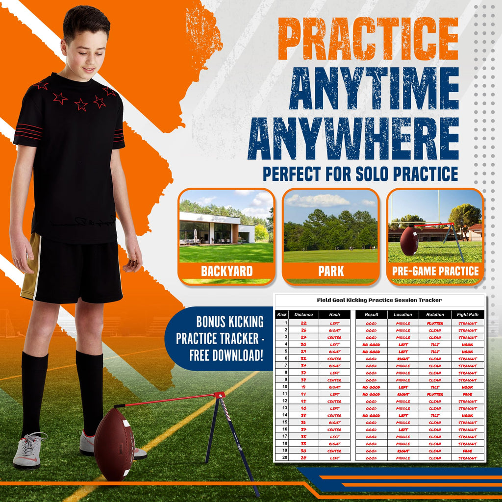 True Strike Pro Football Kicking Tee - The Ultimate Football Kicking Stand Football Tee Holder Compatible With All Ball Sizes -