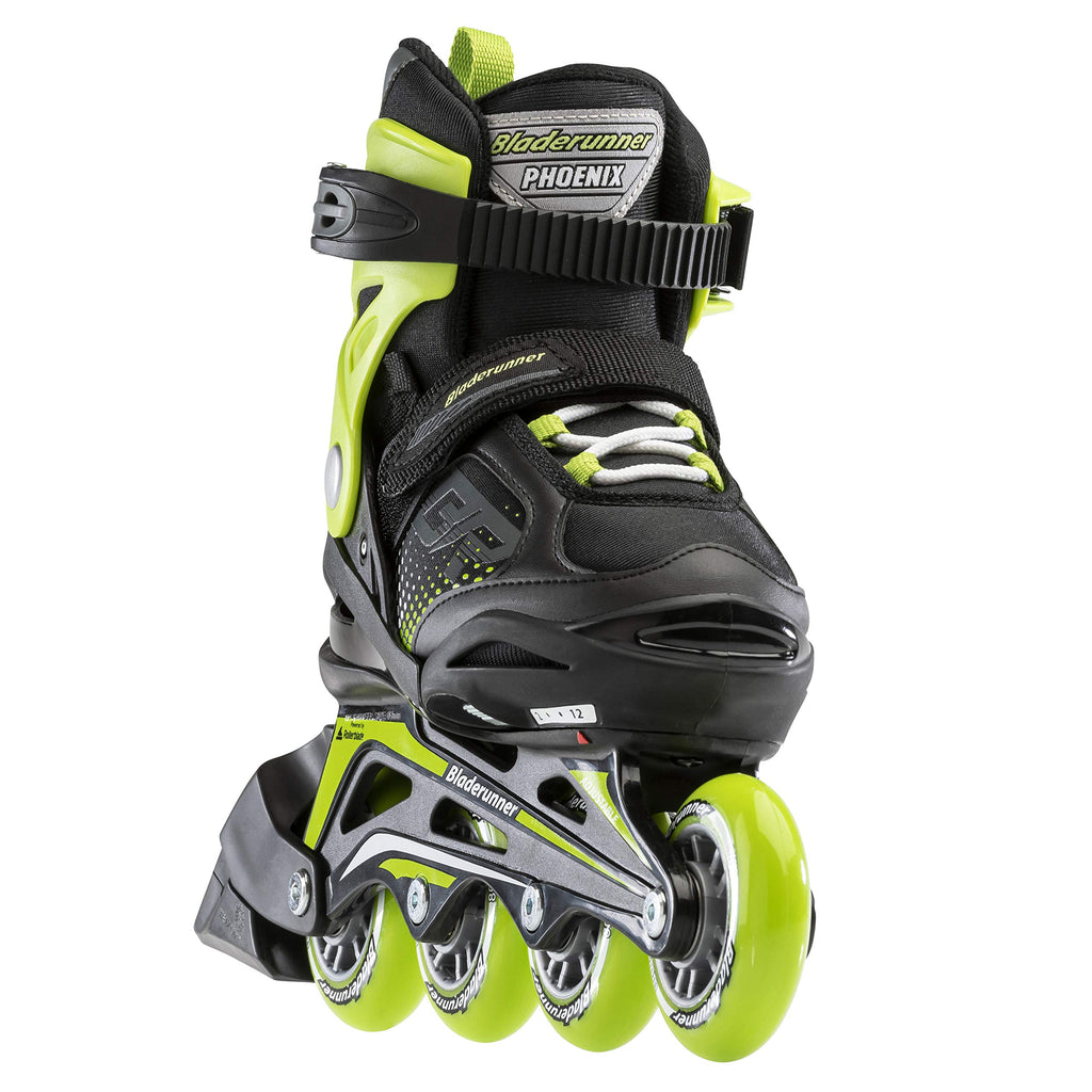 Bladerunner By Rollerblade Phoenix Boys Adjustable Fitness Inline Skate, Black And Green, Junior, Value Performance Inline Skate