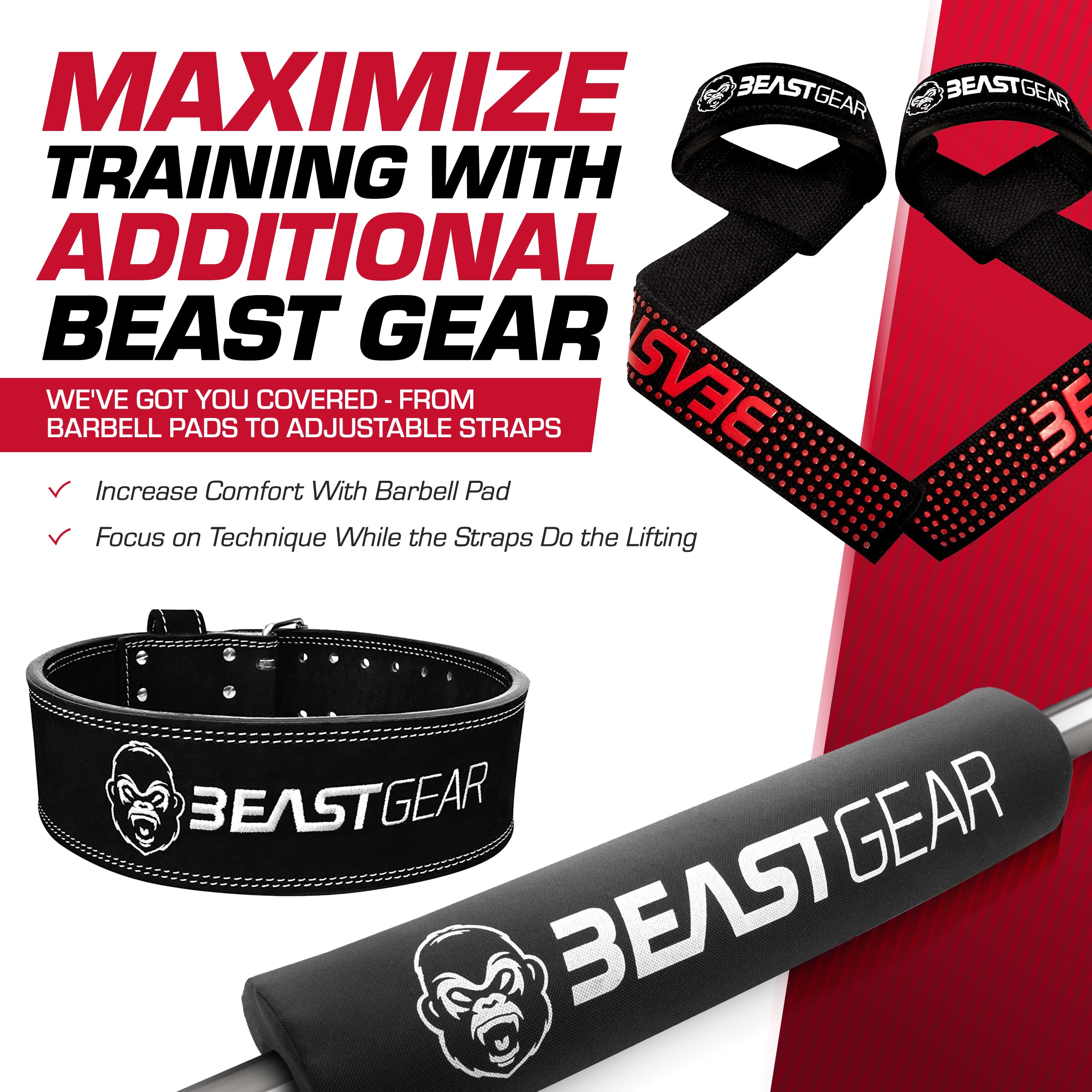 Beast Gear Weight Lifting Belt For Women & Men - Leather Powerbelt With Back And Core Support For Weightlifting, Strength Traini