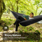 Durable Hammock 400 Lb Capacity, Lightweight Nylon Camping Hammock Chair - Double Or Single Sizes W/ Tree Straps And Attached Ca