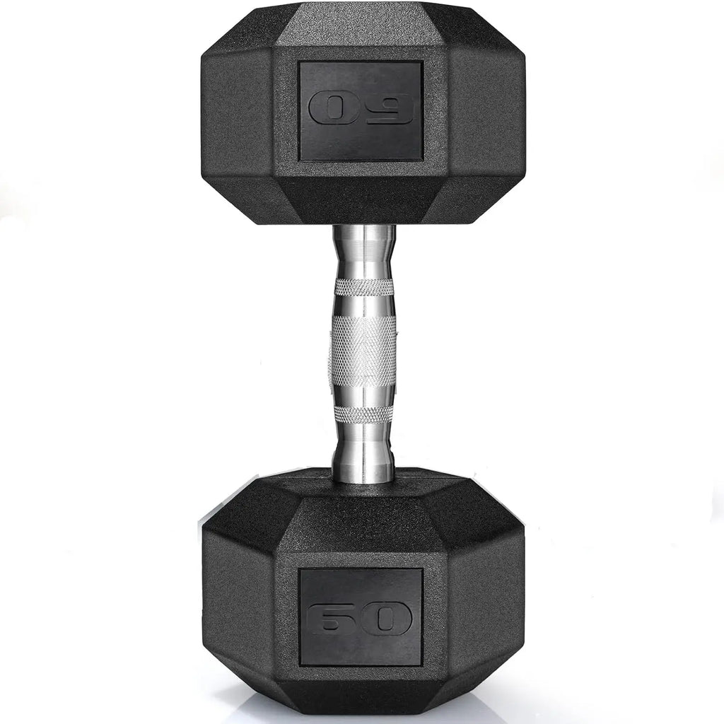 Rubber Hex Dumbbell Hand Weight, 30-75LB Dumbbells Rubber Coated Cast Iron Hex Black Dumbbells, Weights Dumbbells Set,1Pair/2Pcs