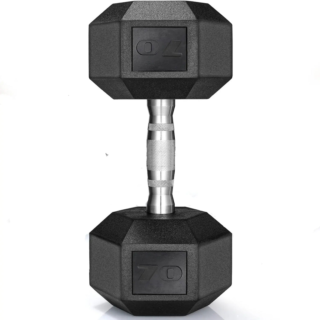 Rubber Hex Dumbbell Hand Weight, 30-75LB Dumbbells Rubber Coated Cast Iron Hex Black Dumbbells, Weights Dumbbells Set,1Pair/2Pcs