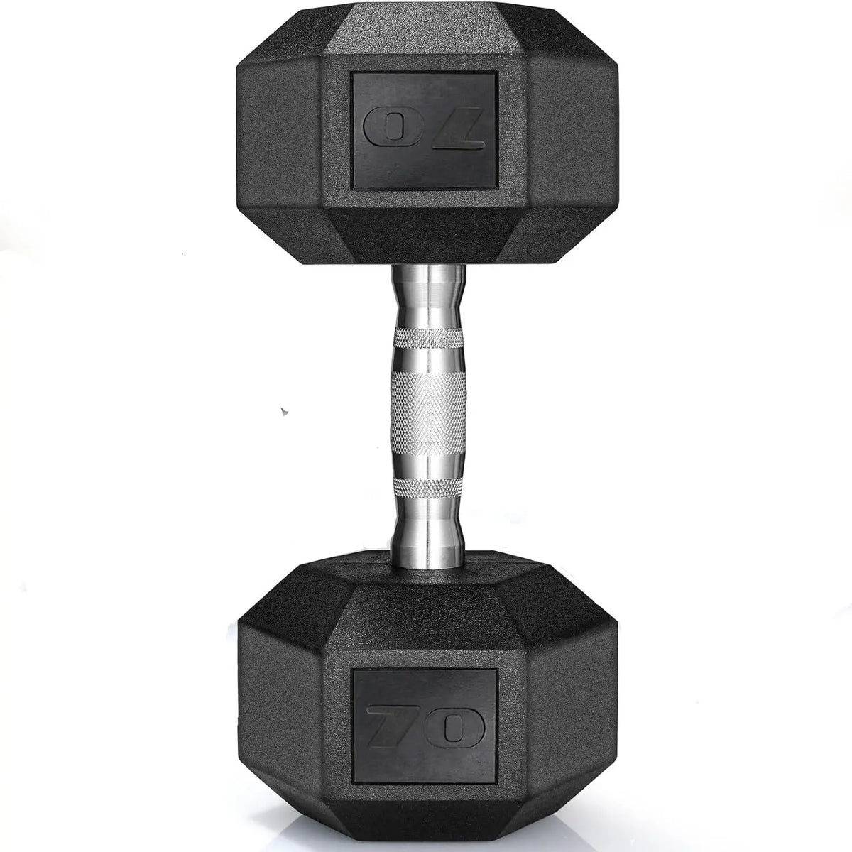 Rubber Hex Dumbbell Hand Weight, 30-75LB Dumbbells Rubber Coated Cast Iron Hex Black Dumbbells, Weights Dumbbells Set,1Pair/2Pcs