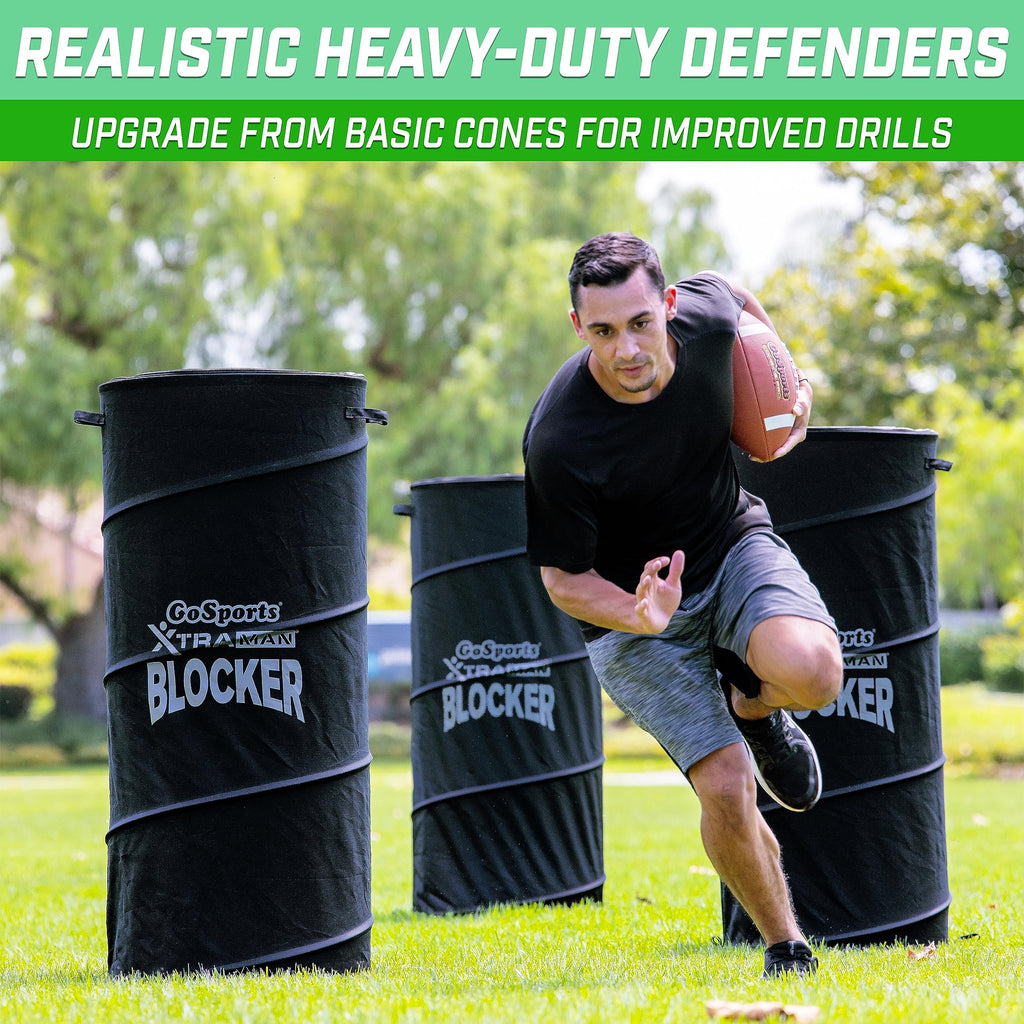 Gosports Xtraman Pro 46'' Xl Pop Up Defender 3 Pack - Heavy Duty Multi-Sport Blocking Dummy - Training Equipment For Basketball,