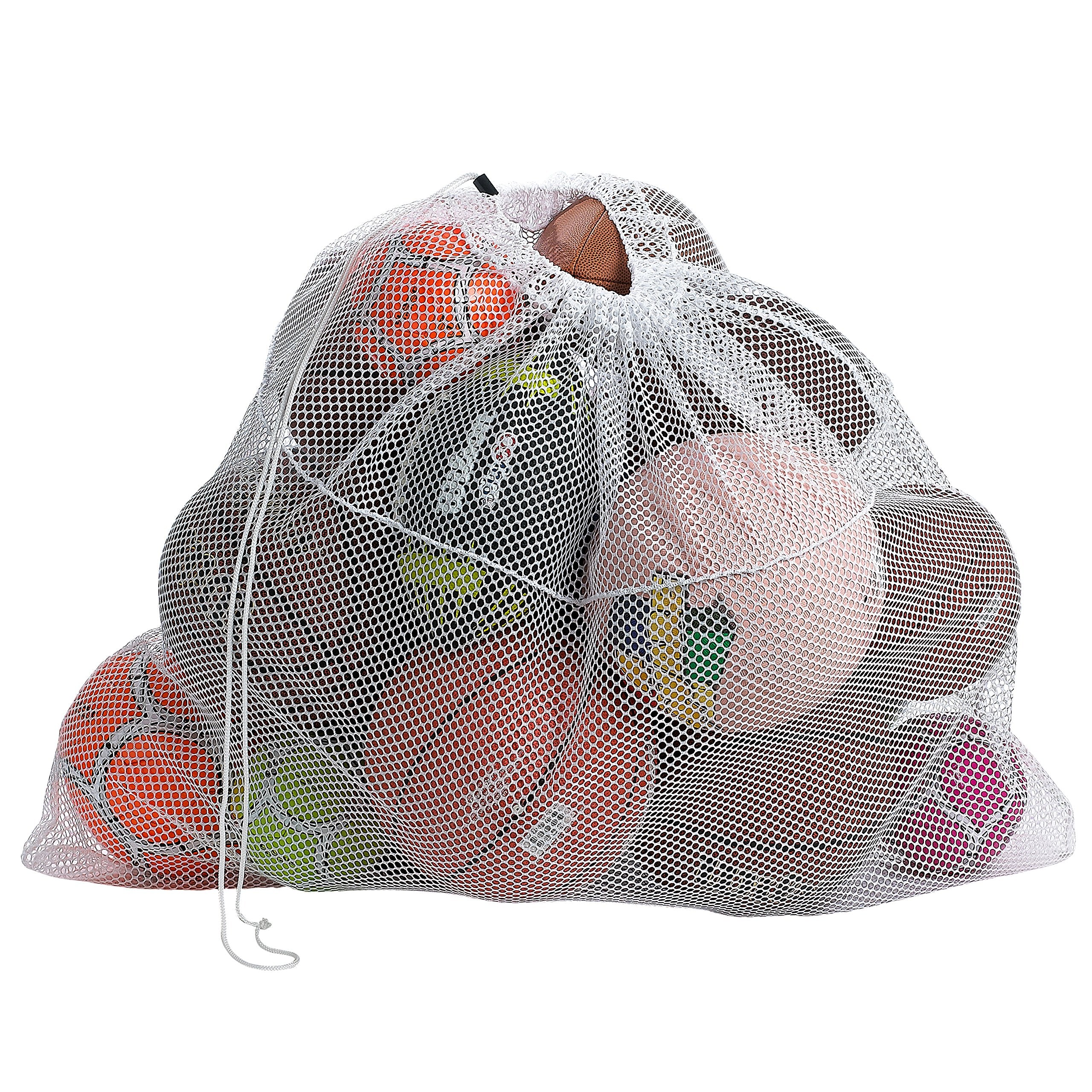 Handy Laundry Mesh Equipment Bag, White - 32 x 36 - Adjustable, sliding drawstring cord closure. Perfect mesh bag for parent or 