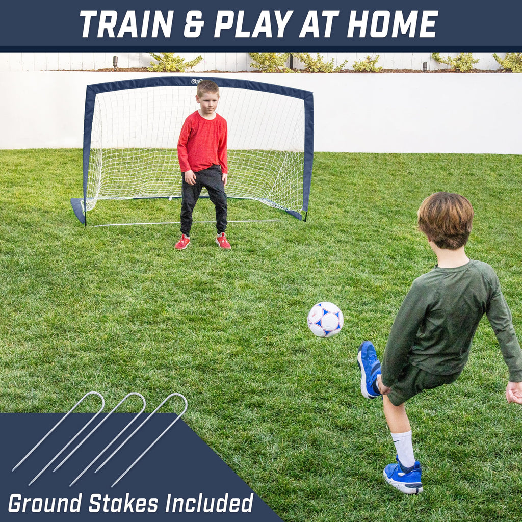 Gosports Team Tone 6 Ft X 4 Ft Portable Soccer Goal For Kids - Pop Up Net For Backyard - Navy