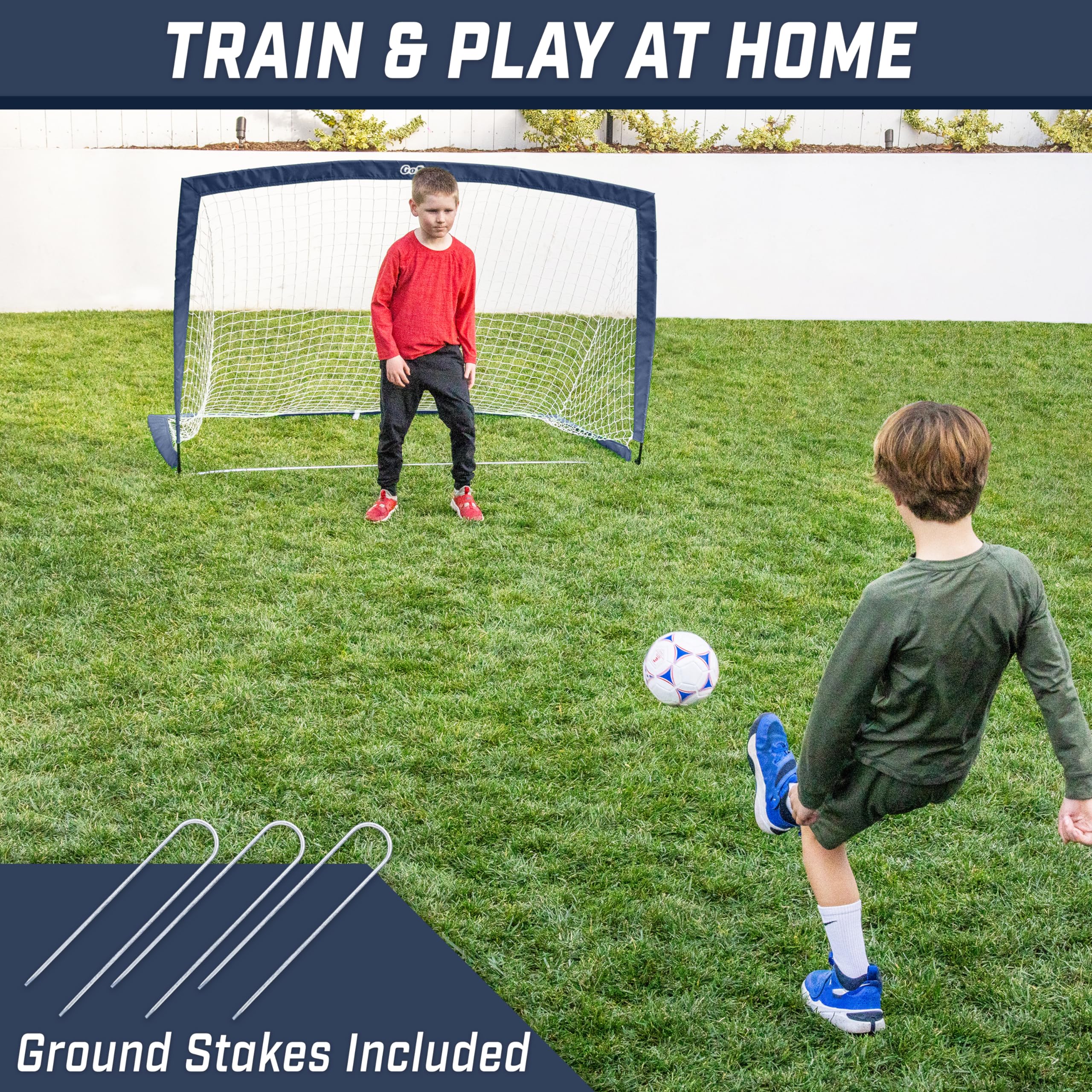 Gosports Team Tone 6 Ft X 4 Ft Portable Soccer Goal For Kids - Pop Up Net For Backyard - Navy