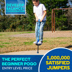 Flybar Foam Jolt Pogo Stick For Kids Age 5 And Up, Between 40 To 80 Pounds, Beginners Kids Pogo Stick For Boys And Girls (Blue C