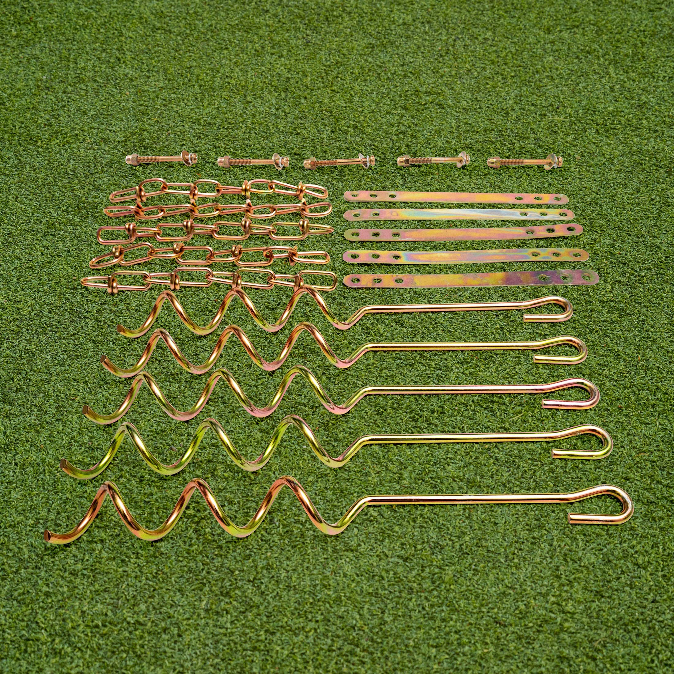 Sportspower Msc-5672 Deluxe Corkscrew 5-Piece Metal Ground Anchor Hardware Kit For Swing Sets And Trampoline - Gold