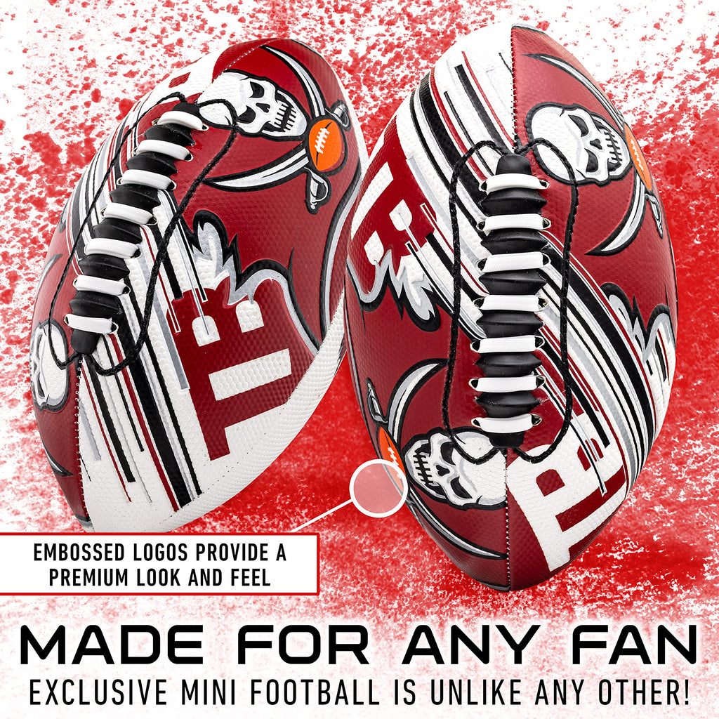 Franklin Sports Nfl Tampa Bay Buccaneers Football - Youth Mini Football - 8.5'' Junior Size Ball - Spacelace Easy Grip Texture-