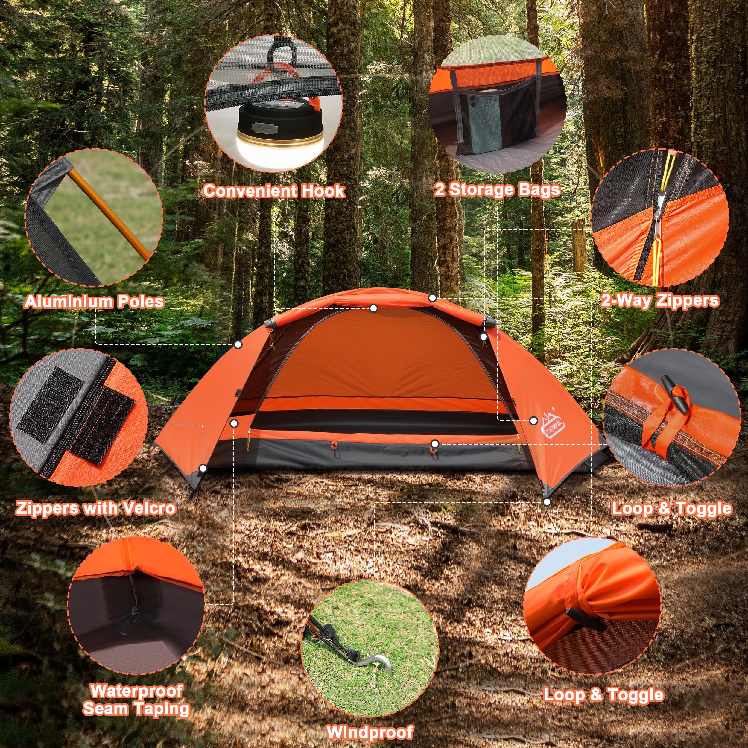 Camppal 1 Person Tent For Camping Hiking Mountain Hunting Backpacking Tents 4 Season Resistance To Windproof Rainproof And Water