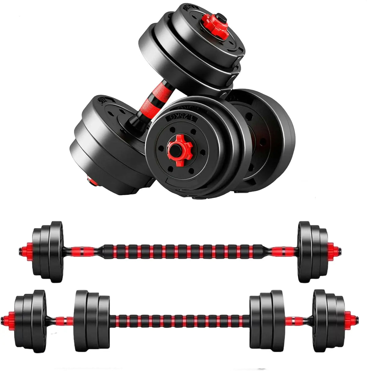 44bls Adjustable Dumbbell Set for Home Gym Fitness Weight Plates, 3-in-1 Ergonomic Modes, Heavy Duty Cast for Strength Training