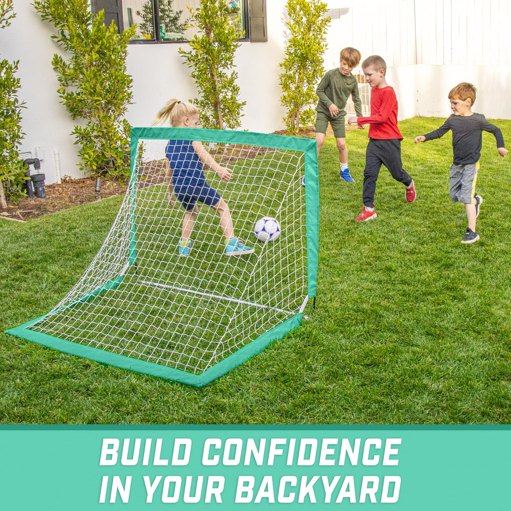 Gosports Team Tone 4 Ft X 3 Ft Portable Soccer Goal For Kids - Pop Up Net For Backyard - Turquoise